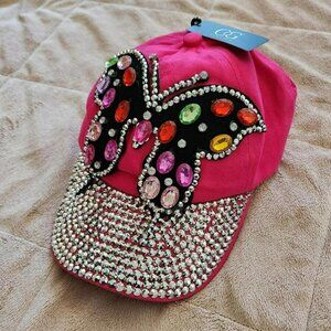 Y2K Pink Butterfly Hat rhinestone gem baseball cap 100% cotton NWT bratz bling